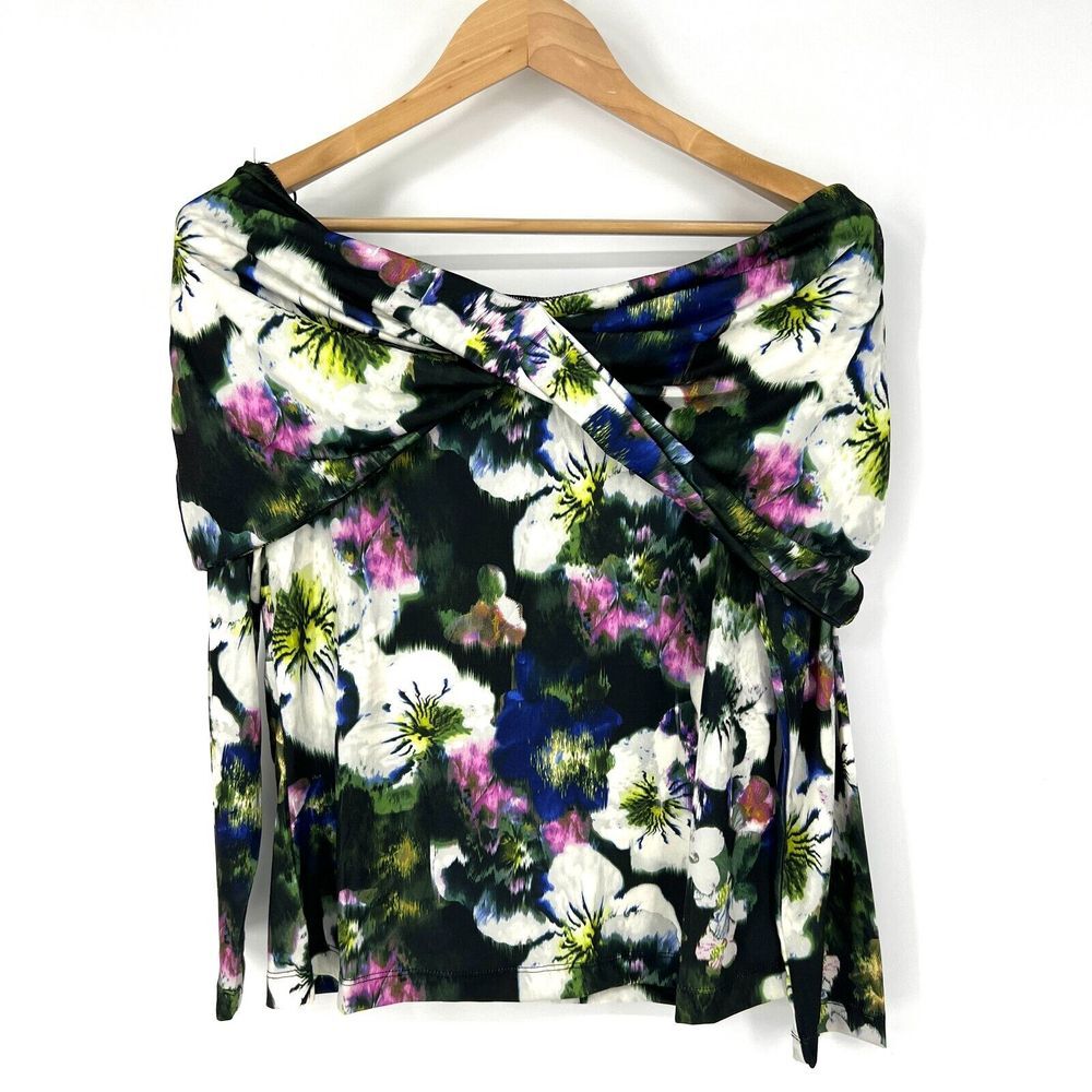 RACHEL ROY Top Blouse Womens Size L Cold Off The Shoulder Floral Long Sleeve NWT